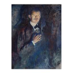 "Artery8 Self Portrait with Cigarette Munch Vintage Wall Art Print Poster in Blue - Size: W24"" x H32""" - thumbnail 1