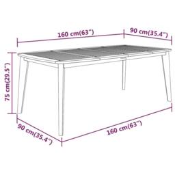 Berkfield Home Garden Table 160x90x75 cm Solid Wood Acacia in Brown - Size: 160 x 90 x 75 cm - thumbnail 5