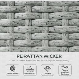 OUTSUNNY Recliner Rattan Sun Lounger w/ Storage Tea Table & Footstools in Beige - thumbnail 4