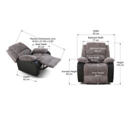 More4Homes Postana Jumbo Cord Fabric Manual Reclining Lounge Recliner Chair in Grey - thumbnail 7