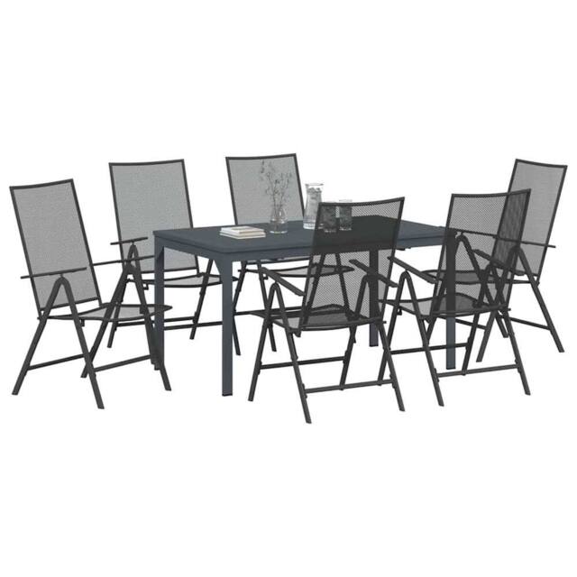 Berkfield Home Modern 7 Piece Garden Dining Set in Anthracite Steel in Dark Grey - image 1