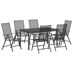 Berkfield Home Modern 7 Piece Garden Dining Set in Anthracite Steel in Dark Grey - thumbnail 3