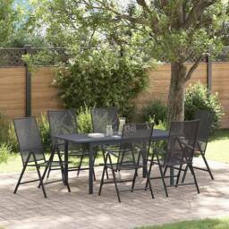 Berkfield Home Modern 7 Piece Garden Dining Set in Anthracite Steel in Dark Grey - thumbnail 2