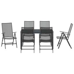 Berkfield Home Modern 7 Piece Garden Dining Set in Anthracite Steel in Dark Grey - thumbnail 7