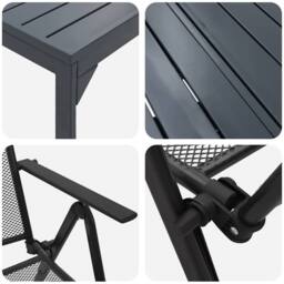 Berkfield Home Modern 7 Piece Garden Dining Set in Anthracite Steel in Dark Grey - thumbnail 9