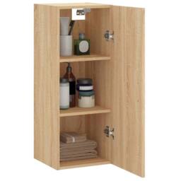 Berkfield Home Wall Mounted Cabinet Sonoma Oak 34.5x34x90 cm in Light Oak - thumbnail 5