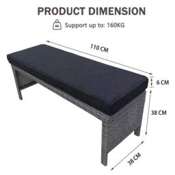 FURNITURE ONE Patio Rattan Bench Seat in Dark Brown - thumbnail 3