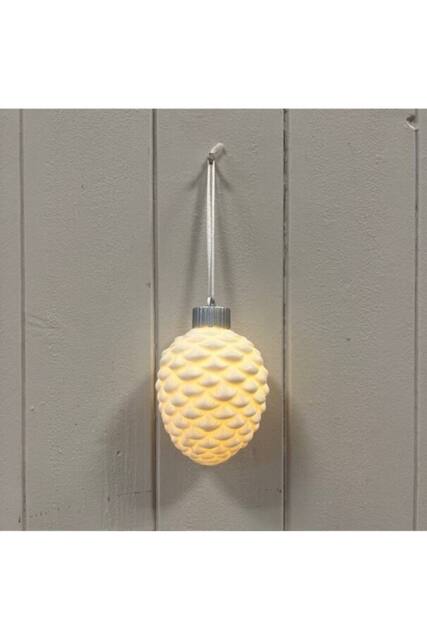 KDMD Ceramic hanging pinecone bauble with LED light size in Cream - image 1