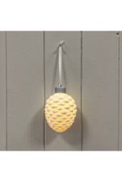 KDMD Ceramic hanging pinecone bauble with LED light size in Cream