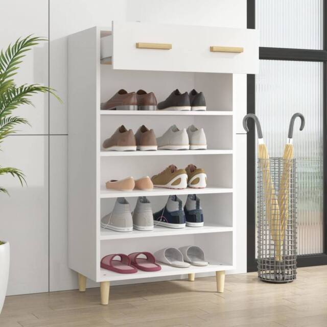 Berkfield Home Shoe Cabinet White 60x35x105 cm Engineered Wood - Size: 60 x 35 x 105 cm - image 1