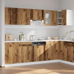 Berkfield Home 11 Piece Kitchen Cabinet Set Old Wood Engineered Wood in Brown - thumbnail 3
