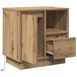 Berkfield Home Bedside Cabinets with LED 2 pcs Artisan Oak 50x34, 5x50 cm in Brown - thumbnail 3