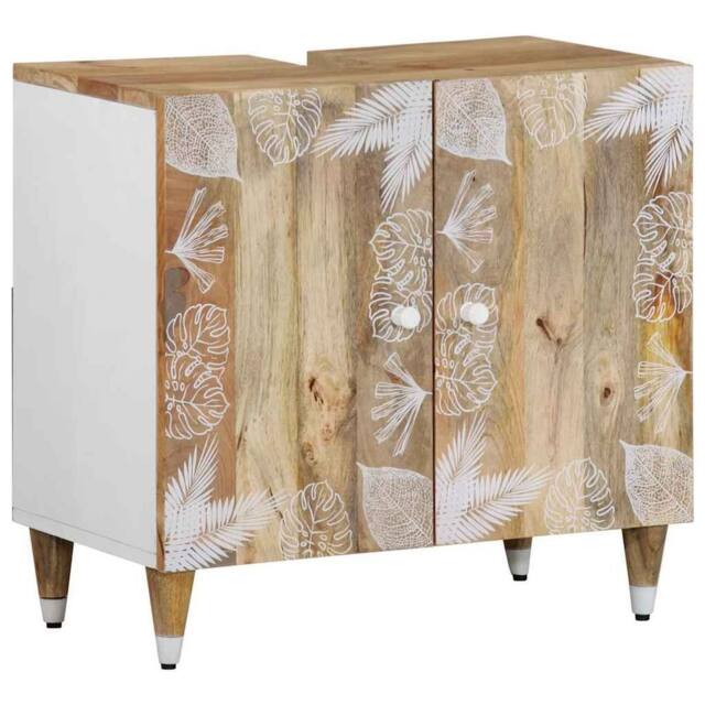 Berkfield Home Bathroom Sink Cabinet 62x33x58 cm Solid Wood Mango in Brown - Size: 62 x 33 x 58 cm - image 1