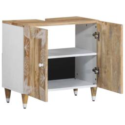 Berkfield Home Bathroom Sink Cabinet 62x33x58 cm Solid Wood Mango in Brown - Size: 62 x 33 x 58 cm - thumbnail 3