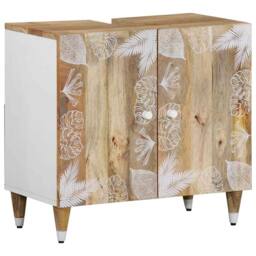 Berkfield Home Bathroom Sink Cabinet 62x33x58 cm Solid Wood Mango in Brown - Size: 62 x 33 x 58 cm - thumbnail 1