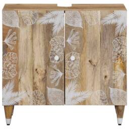 Berkfield Home Bathroom Sink Cabinet 62x33x58 cm Solid Wood Mango in Brown - Size: 62 x 33 x 58 cm - thumbnail 2