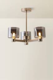 ValueLights Demi Brushed Chrome 3 Arm Smoked Glass Chandelier Style Ceiling Light in Metallic Silver - thumbnail 3