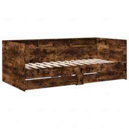 Berkfield Home Versatile Daybed with Drawers without Mattress Smoked Oak 90x190 in Brown - thumbnail 1