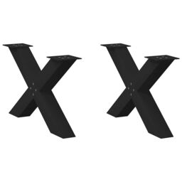 Berkfield Home Coffee Table Legs X-Shaped 2 pcs Black 70x(42-43) cm Steel - thumbnail 1