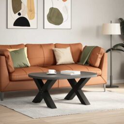 Berkfield Home Coffee Table Legs X-Shaped 2 pcs Black 70x(42-43) cm Steel - thumbnail 2