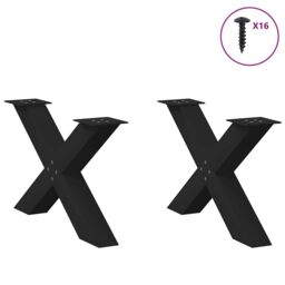 Berkfield Home Coffee Table Legs X-Shaped 2 pcs Black 70x(42-43) cm Steel - thumbnail 3