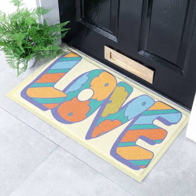 Artsy Mats Elizabeth Olwen Love Indoor/Outdoor Doormat (70x40cm) in Cream - Size: 40 cm x 70 cm - image 1