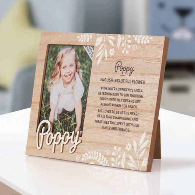 History & Heraldry Personalised Kids Picture Frame - Poppy in Brown