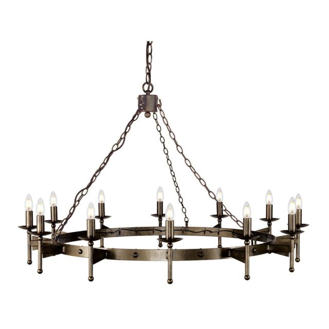 Loops 12 Bulb Chandelier Hanging Pendant LIght Old Bronze LED E14 60W Bulb