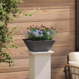 Berkfield Home Modern Garden Bowl Planter Black 35x35x15 cm Steel - Size: 35 x 35 x 15 cm - thumbnail 4