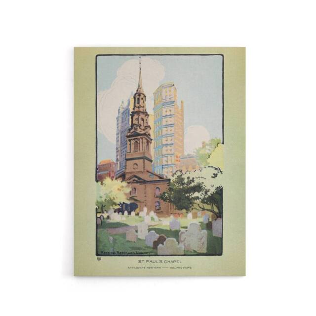 "Artery8 St Pauls Chapel Cityscape Rachael R Elmer Canvas Wall Art Print in Green - Size: W12"" x H16""" - image 1