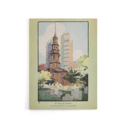 "Artery8 St Pauls Chapel Cityscape Rachael R Elmer Canvas Wall Art Print in Green - Size: W12"" x H16""" - thumbnail 1