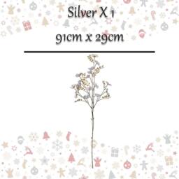VFM e-Store Christmas Daisy Spray Decoration 91cm x 29cm Silver X 1 - Size: 91 cm x 29 cm - thumbnail 2