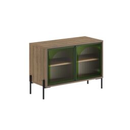 Decortie Green Glass' Modern Sideboard Cabinet Storage Console in Dark Brown - Size: 1 Pack - thumbnail 2