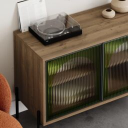Decortie Green Glass' Modern Sideboard Cabinet Storage Console in Dark Brown - Size: 1 Pack - thumbnail 4