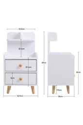 Living and Home 2 Drawer Wooden Bedside Table With Wooden Legs in White - thumbnail 6