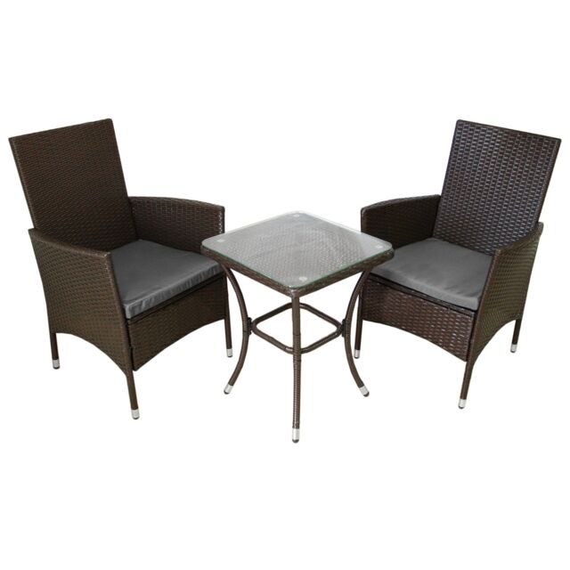 Monstershop Jardí 2-Seater Rattan Bistro Brown Set with Cushions & Rain Cover - image 1