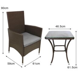 Monstershop Jardí 2-Seater Rattan Bistro Brown Set with Cushions & Rain Cover in Terracotta - thumbnail 5