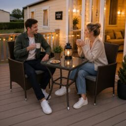 Monstershop Jardí 2-Seater Rattan Bistro Brown Set with Cushions & Rain Cover in Terracotta - thumbnail 2