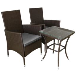 Monstershop Jardí 2-Seater Rattan Bistro Brown Set with Cushions & Rain Cover in Terracotta - thumbnail 9