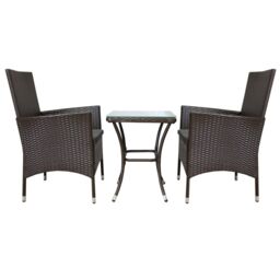 Monstershop Jardí 2-Seater Rattan Bistro Brown Set with Cushions & Rain Cover - thumbnail 5