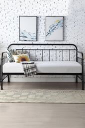 SlumberWorx Ickleford Industrial Living Room Bedroom Metal Day Bed Frame in Black - Size: Single - thumbnail 2