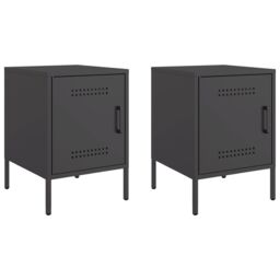 Berkfield Home Bedside Cabinets 2 pcs Black 36x39x50.5 cm Steel - thumbnail 2