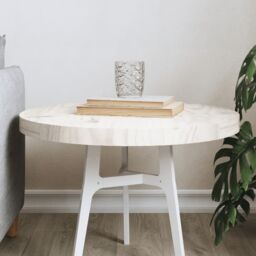 Berkfield Home Table Top Round White Ã˜50x3 cm Solid Wood Pine - Size: 50x3 cm