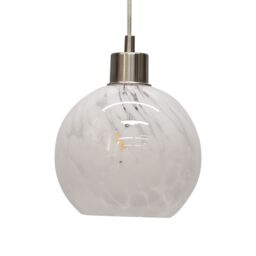 First Choice Lighting Set of 2 Confetti - Glass Globe with Satin Nickel Pendant Fittings in White - thumbnail 2