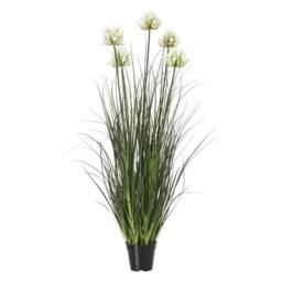 Wyld Haus 120cm White Artificial Agapanthus Plant in Black Pot - thumbnail 1