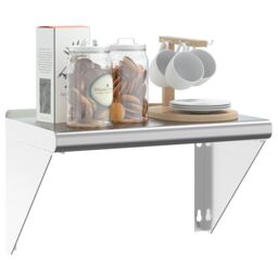 Berkfield Home Wall Shelf 50x30x31 cm Silver Stainless Steel - Size: 50 x 30 x 31 cm - thumbnail 4