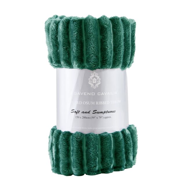 GAVENO CAVAILIA Osum Ribbed Throw in Dark Green - Size: 200 cm x 240 cm - image 1