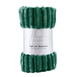 GAVENO CAVAILIA Osum Ribbed Throw in Dark Green - Size: 200 cm x 240 cm - thumbnail 1
