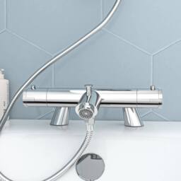 VOGREX Chrome Exposed Bath Shower Mixer Tap Set in Silver - thumbnail 5