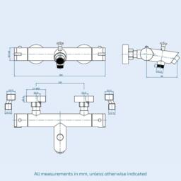 VOGREX Chrome Exposed Bath Shower Mixer Tap Set in Silver - thumbnail 3
